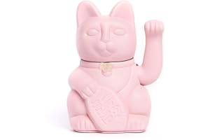 DIMINUTO CIELO Gato de la Suerte chino - Lucky Cat - Maneki Neko. ROSA PALO, M (10x6x15cm)
