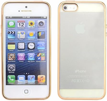 Device Fun - Ultra Thin 0.3mm Chrome Plated TPU Gel Case Skin Cover with Screen Protector(Bronze Gold ,For iPhone 5/5S/SE )