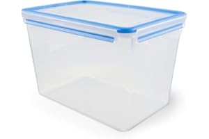 EMSA Clip & Close Frischhaltedose, rechteckig, 10,6 L, Maxiformat, Aufbewahrungsbox, 100 Prozent dicht, spülmaschinen-, gefrier-, mikrowellenfest, Transparent, Blau, Made in Germany, 508549