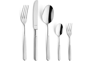 Amefa SATINA 60-częściowy zestaw sztućców, sztućce dla 12 osób, nadają się do mycia w zmywarce, sztućce ze stali nierdzewnej 18/10, specjalny szlif falisty