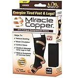 Happy Star® Miracle Copper Anti-Fatigue Compression Unisex Mens Womens Flight Travel Socks Anti Swelling DVT Support (Large / X Large)