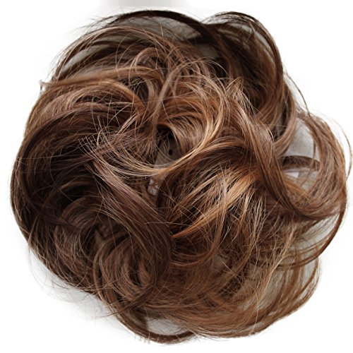 PRETTYSHOP Scrunchy Scrunchie Bun Up Do Hair Piece Hair Ribbon Ponytail Extensions Wavy Curly or Messy various/diverse colours (brown mix #30H26)