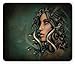 Produktbild FOSHANSH Mythological Mouse Pad, Woman with Snakes on Her Head Occult Style Meditation, Standard Size Rectangle Non-Slip Rubber Mousepad, Green and Tan
