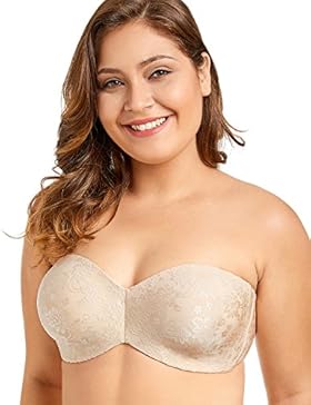 Delimira Damen Trägerloser BH - Bügel BH ohne Geformte Cups