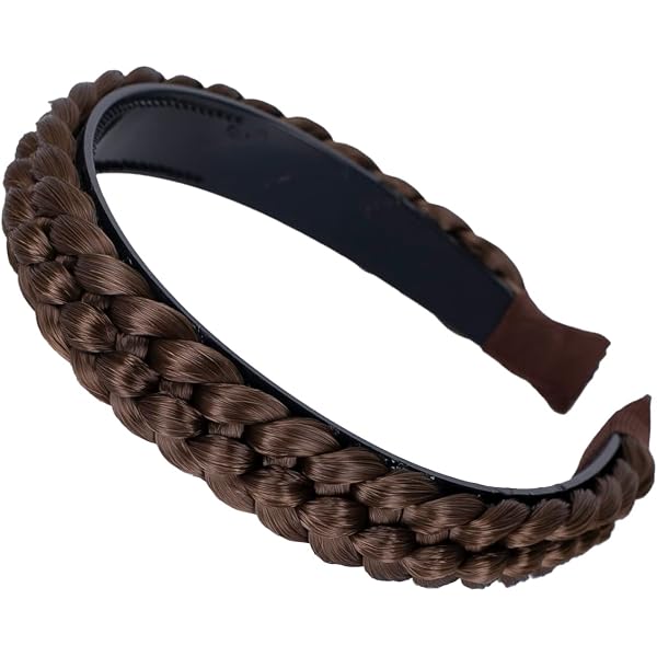 DIGUAN Stirnband Aus Kunsthaar – Geflochten, Mit Zähnen, Breite 2,5 Cm, Schokoladenbraun, Für Damen & Mädchen