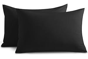 Yorkshire Bedding Pillow Cases 2 Pack - Brushed Microfiber Housewife Pillowcase Hypoallergenic Pillow Cover Standard Size with Envelope Closure (Black, 50 x 75 cm)