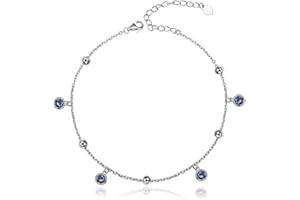 ChicSilver Bracelet Cheville Femme Argent 925/Plaqué Or/Or Rose Chaîne de Cheville Maille Figaro/Boule/Cubaine/avec Charm Coeur/Lune,Bracelets pour Pieds Réglable Bijoux Fantaisie Femme Fille