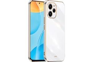 HONLEN Funda para Redmi 12 (4G) / Redmi 12 5G (6.79" Inches), Carcasa de TPU de Silicona Suave, Diseño de Marco de Galvanoplastia - Blanco