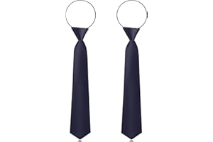 BENCAILOR 2 Pieces Kids Tie for Boys Solid Color Pre Tied Neckties Adjustable Zipper Tie Toddler Children Graduation School Uniform (Navy Blue)