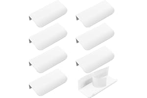 MOROBOR Paquete de 8 Tiradores de Borde de Dedo Autoadhesivos Para Cajones de Gabinete, Ocultos de Estilo Moderno, Para Armarios, 80 mm/Blanco
