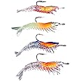 Fishing Lures Set, 4 PCS Floating Lures Life-Like Swimming Swimbait for Trout Bass Perch Pike-Artificial Soft Shrimp Baits Fishing Lures with Hooks Mixed Colors Fishing Gear for Saltwater Freshwater