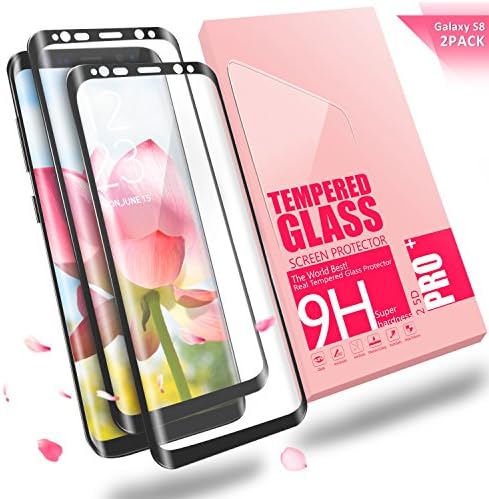 Mingu Galaxy S8 Screen Protector, [2-Pack] Full Coverage Edge Samsung Galaxy S8 Tempered Glass, 9H Hardness, Bubble Free, Anti-Fingerprint HD Screen Protector Film - Black