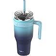 Zukro 40 oz Tumbler with Handle and Wide Straw, Double Wall Stainless Steel Insulated Cup with Screw on 2-in-1 Lid, 100% Leak Proof, Keeps Drinks Cold 24 Hours, Dishwasher Safe - Bluewave