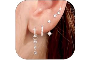 Senteria 3 Paia Orecchini Argento Donna, Anallergici Orecchinis Piccoli Donna, Set Orecchini Argento Regalo per Fori Multipli