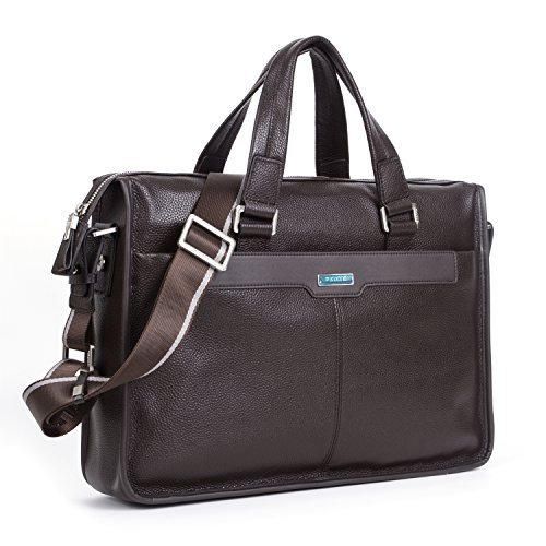 BAIGIO Herren Handtasche Laptoptasche Businesstasche Collegetasche ledertasche Schultertasche Studententasche Umhängetasche aus eschtem Leder Groß Praktisch Tasche, Braun - 2