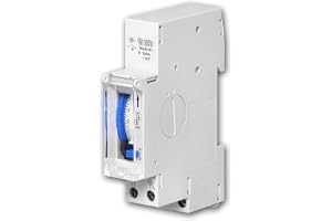 Mekanisk timer, DIN-skena, 230V – Analog, 15-minutersintervall, 96 kopplingstider, kvartsnoggrann, 16A, 18 mm, med gångreserv