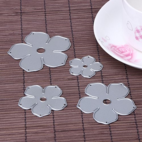 Amazingdeal365 4 PCS Blumen Metall Form Schablonen Schneiden DIY Dekor Sammelalbum Karten Buchzeichen Lesezeichen als Geschenk für Freunde Geburtstag Kinder,Kindergarten Hobby Schule Handarbeit Unterricht usw. Ein tolles Geschenk! - 2