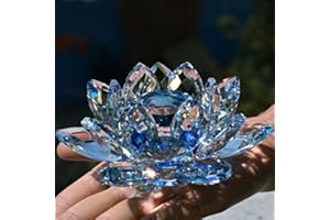 Value for Money Products Crystal Lotus Flower Bouquet Large Size Craft Home Decoration Birthday Wedding Gift Crystal Glass Blue