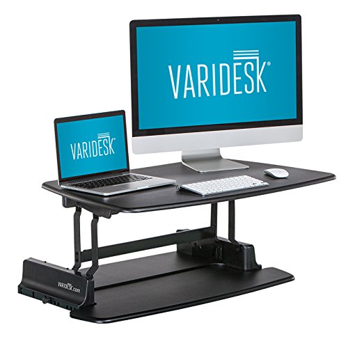 Sitz-Steh-Schreibtisch - Steharbeitsplatz - VARIDESK Pro 36 für ein bis zwei Monitore - Schwarz