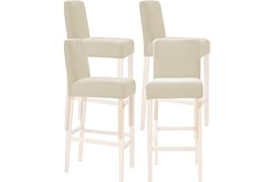 SHUOJIA Velvet Bar Stool Cover Counter Stool Pub Chair Slipcover for Dining Room Barstool Protector Covers Slipcover Parson Chair Covers, Thick Soft Modern Style (Cream Color,4 Pcs)