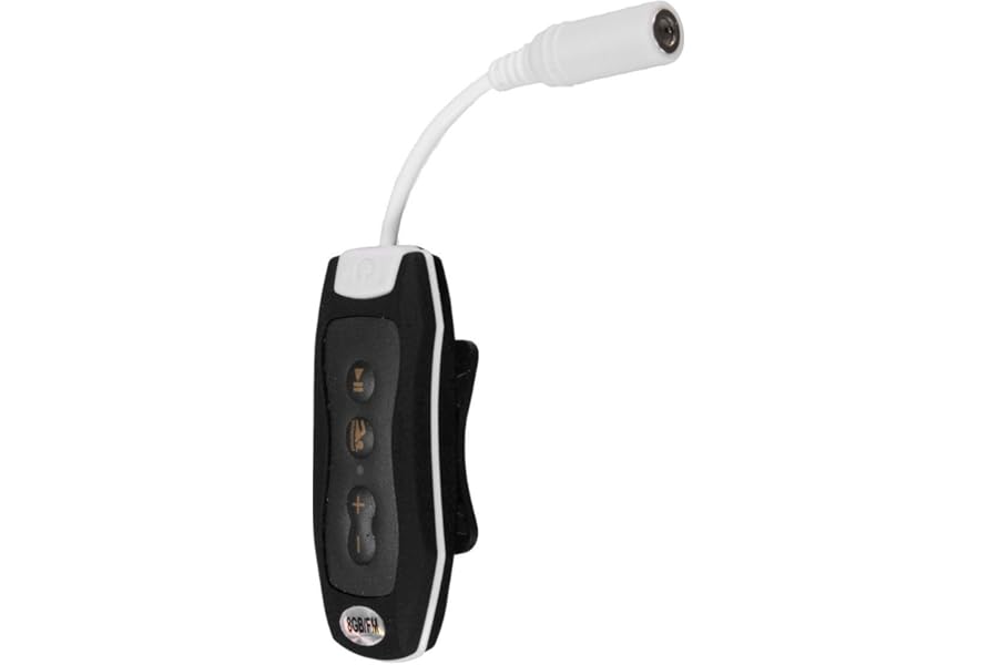 Doumneou Lettore MP3 da 8 GB per nuoto subacqueo + radio FM impermeabile cuffie nere