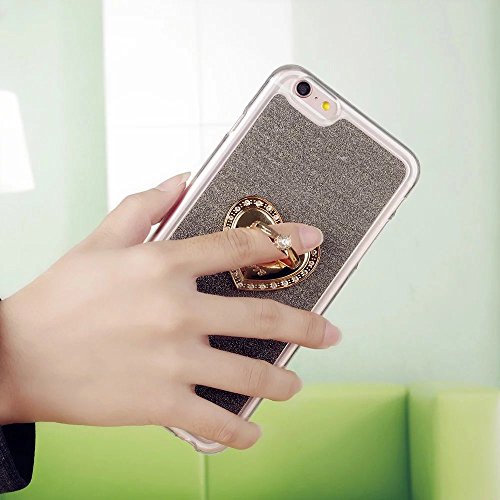 Huawei P8 Lite (2015) 5,0 Zoll Hülle, MUTOUREN Huawei P8 Lite (2015) 5,0 Zoll Etui Hülle Tasche Schutzhülle TPU Silikon Case Cover Bling Glitzer Schwarz Bumper mit Ring und Anti-Scratch Löschen Back Bumper für Huawei P8 Lite (2015) 5,0 Zoll - 5