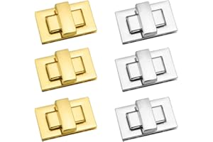 Aweisile 6 Pezzi Blocco Rotante Fermaglio per Borsa Chiusura Bottoni Chiusura Girevole Lock Fibbie Twist Lock in metallo,per Portafogli Fatti a Mano,Borsa Donna Fai da Te(Oro,Argento)