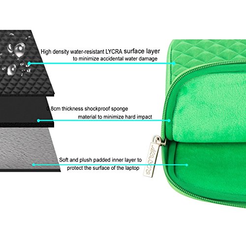 MOSISO Universal wasserresistente and stoßfest Lycra Laptop Schutzhülle mit Rautenmuster / Diamant-Muster Schaumpolsterung für 12,9 Zoll iPad Pro, 13-13,3 Zoll MacBook Pro, MacBook Air, Laptops, Tablets, Notebooks Chromebook, Greenery - 3