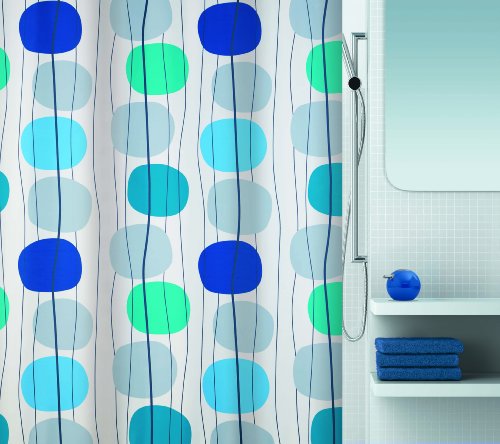 Spirella 10.16731 Textil-Duschvorhang Mobile Blue, 180 x 200 cm