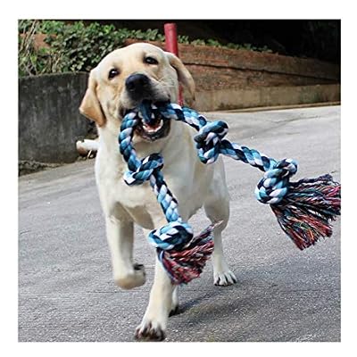 AorZ Jouets à corde pour chiens grands et forts, jouets à mâcher 5 poignées de corde pour mâcher agressifs, jouets pour mâcher des cordes interactives pour chiens de grande taille