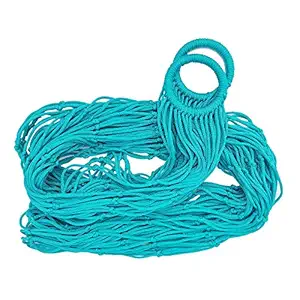 CRM TRADERS Handcrafted Nylon Rope Hammock Swing Hanging Net Mesh Sleeping Bed for Kids - Sea Green