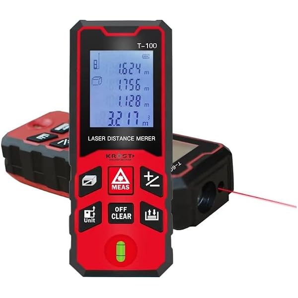 196ft Laser Distance Meter - Digital Measuring Tool With Area/Volume Calculation & Backlit Display