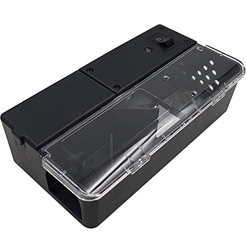 Preisvergleich Produktbild PROHEIM Elektrische Mausefalle mit Schwarzem Kunststoffgehäuse und Metallplatten im Boden für Den Innengebrauch - Leicht zu Reinigen