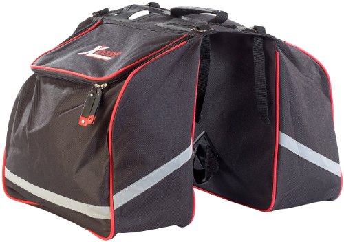 Xcase Doppel-Gepäckträgertasche, wasserabweisend, mit Reflektions-Streifen - 2