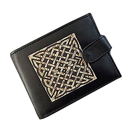 Stoneys Badges Celtic Design Anti RFID Theft Wallet Black Soft Leather Large Coin Pocket