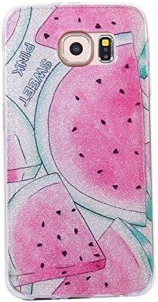 HeBan Luxury Bling Bling Glitter Sparkle Designer Case Shockproof Shining Fashion Style Back Cover for Samsung Galaxy S6 - Fruit Watermelon