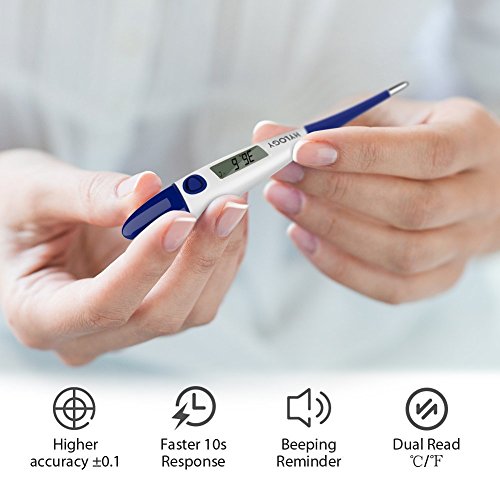 Hylogy Digitaler Thermometer Baby Thermometer Instant Lesen Fieberthermometer schnell präzis für Körpertemperatur Messung im Mund, im After, unter der Achsel mit LCD Anzeige (Blau) - 3