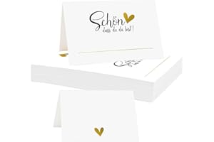 MORLUKS Pack of 50 Place Cards "Schön dass du da bist" Table Decoration Name Cards Wedding Place Cards Birthday Place Cards Blank for Writing on Place Cards for Wedding Confirmation Communion