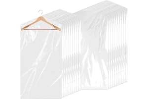 STOUCLA Lot de 30 housses de protection en plastique pour vêtements - Transparentes - Anti-poussière - Pour vêtements - Pour vêtements, costumes et chemises - 60 x 120 cm