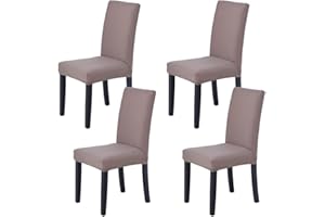 Veakii Coprisedie con schienale 4 pezzi universali, lavabile Estraibile, coprisedile, molto facile da pulire e resistente, moderna sala da pranzo, hotel, arredamento ristorante (4 Pezzi, Latte)