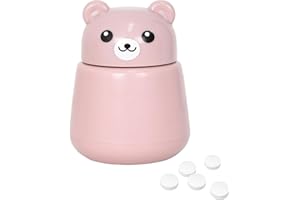 NAAPESI Pill Crusher,Lovely Bear Shape Pill Grinders,Multifunction Pill Cutter,Perfect Pill Splitter for Small Pills,Plastic Portable Pill Press,Cuts Pills into Fine Powder,for Elderly, Children, Pets (Pink)