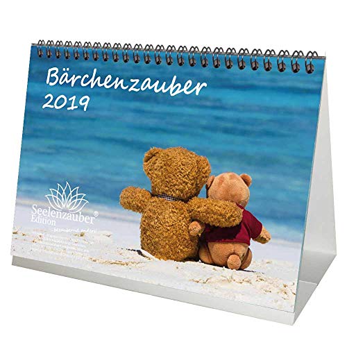 Bärchenzauber · DIN A5 · Premium Kalender/Tischkalender 2019 · Teddy · Bär · Bärchen · Stofftier · Plüschtier · Geschenk-Set mit 1 Grußkarte und 1 Weihnachtskarte · Edition Seelenzauber