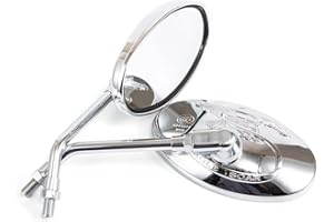 APEBAZY Rétroviseur Universel Ovale Chromé 10MM Rétroviseur moto pour xt 600 virago 125 535 1100 vmax 1200