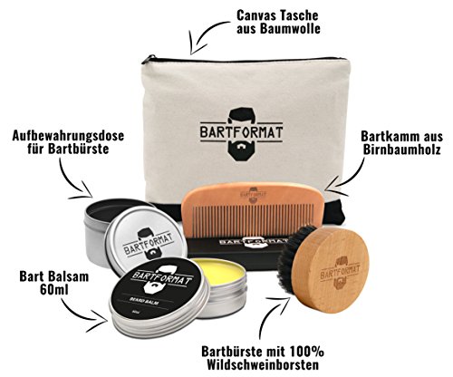 Bartpflege-Set „GLATTMACHER“ von BARTFORMAT – Runde Bartbürste (Wildschweinborsten) + Bart Balsam + Bartkamm (Birnbaumholz) – Für die Tägliche Bartpflege – Ideal als Geschenk - 9
