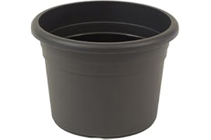 greemotion Pot de fleurs rond en plastique Ø 25cm 5L - Pot pour plantes extérieures et intérieures - Pot de jardin couleur anthracite