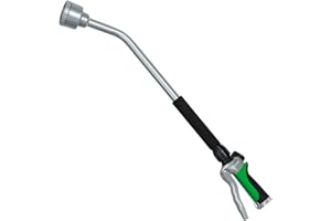 RESTMO Langer Gießstab, 61cm langer Gartenbrause mit voller, sanfter Dusche und Durchflusskontrolle, strapazierfähiger Metallschlauch für hängende Körbe, Sträucher, Pflanzen, Blumen und Rasen, Grün