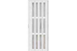 INMOZATA Folding Door Internal PVC Plastic Sliding Doors Features Transparent PVC Glass Internal Doors with Handle Sliding Concertina Door Panel Divider(15 * 20.5 * 216.5cm,Transparent Glass)