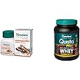 Himalaya Ashwagandha Pure Herbs General Wellness Tablets - 60 Count & Himalaya Quista Pro Advanced Whey Protein Powder - 1kg (Chocolate)