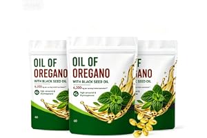 Oreganoolja med svartfröolja (60 count) | med Black Seed Oil- High Carvacrol & Thymoquinone-Immun & Digestive Support, icke-GMO
