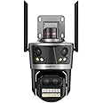 Active Pixel 4mp 4 Lens with 8X Zoom PTZ Triple Camera WiFi Wireless Outdoor Dual Lens CCTV Three Side View | 360° | Dark Vision | Motion Detection| Siren Alarm| Outdoor | Alexa Supported